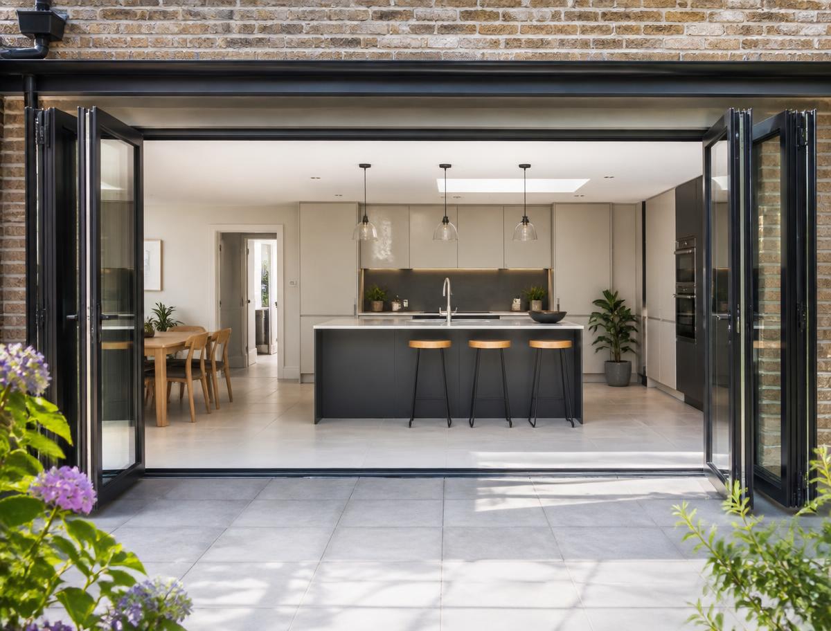 supply only aluminium bifold doors — frame and sightline detail