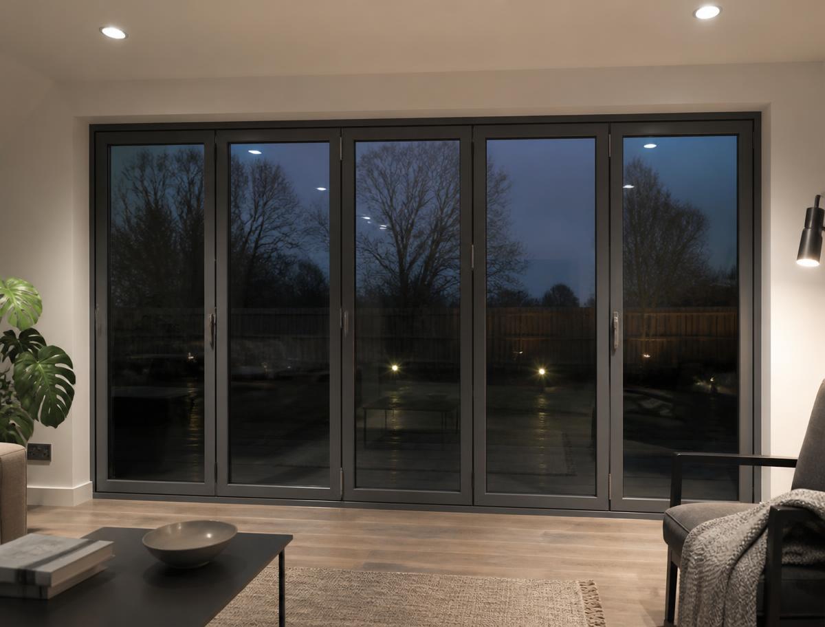 supply only aluminium bifold doors — shown in a finished opening