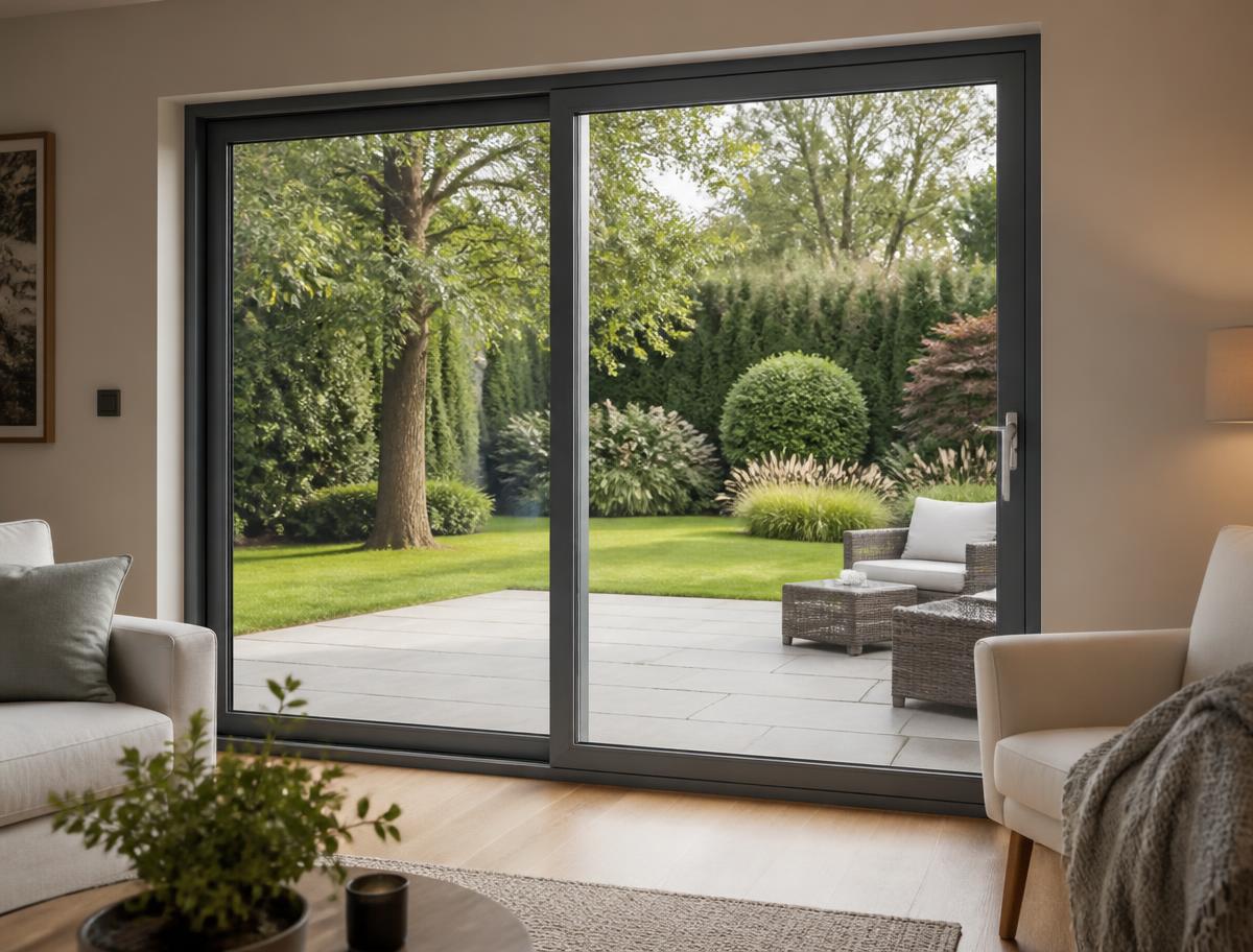supply only uPVC patio doors — shown in a finished opening